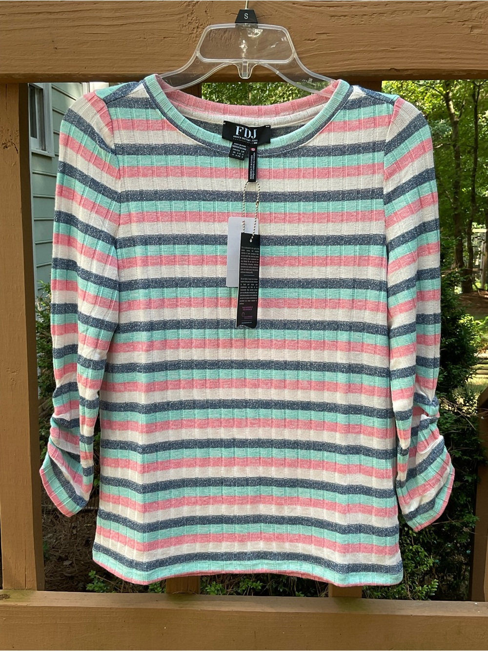 NWT FDJ French Dressing Jeans Sparkle Stripe Ribbed Top